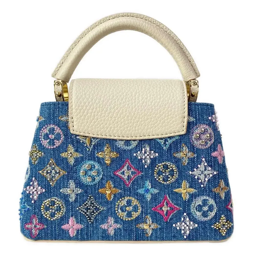 Louis Vuitton Capucines MINI Others Handbag M12947 Denim Blue Cream Denim